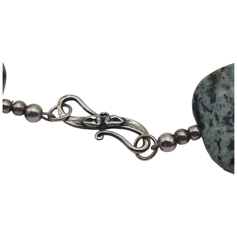 Green Moss Agate Blue Jasper Beaded Necklace 27" Sterling Silver 925 Stamped M16 - Picture 9 of 10
